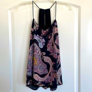 Never worn reversible black and multicolored tank blouse, size small